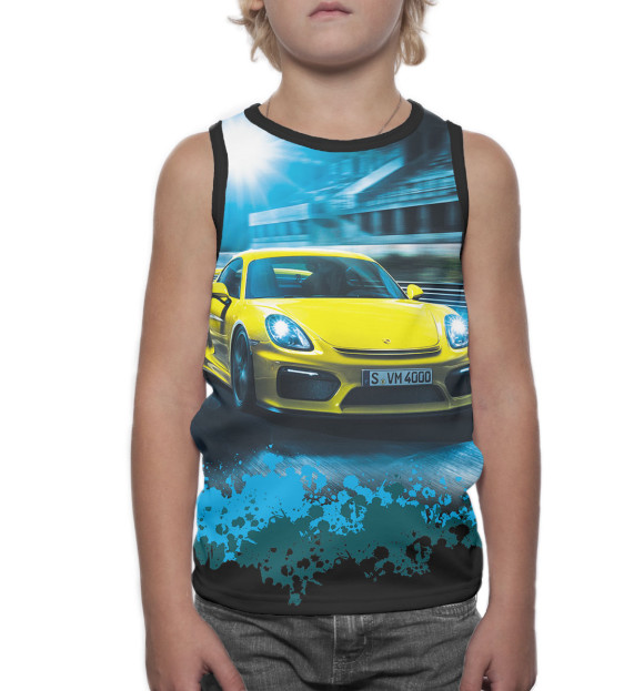 Майка для мальчика с изображением Porsche цвета Белый