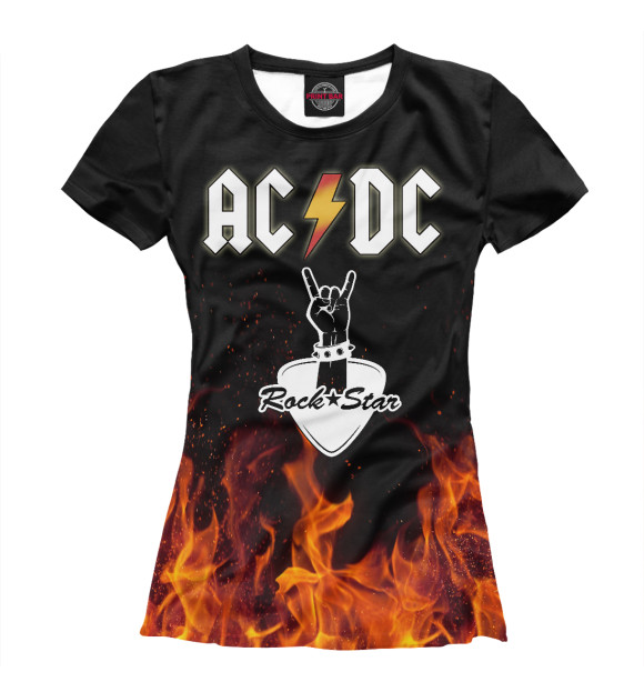 Женская футболка с изображением AC/DC Rock Star цвета Белый