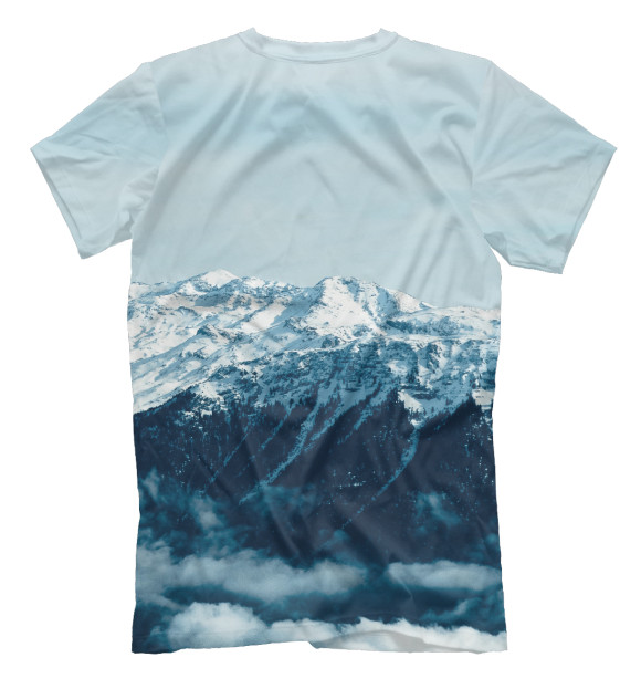 Мужская футболка с изображением Заснеженные горы цвета Белый