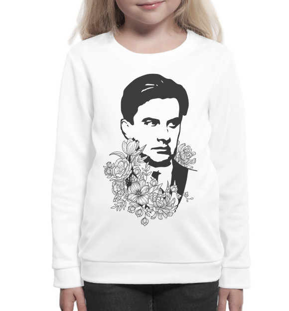 Свитшот для девочек с изображением Владимир Маяковский цвета Белый