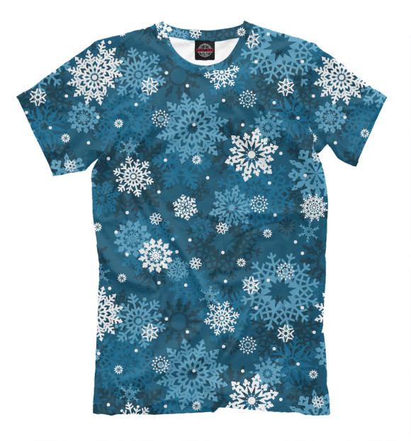 Мужская футболка с изображением Снежинки цвета Грязно-голубой
