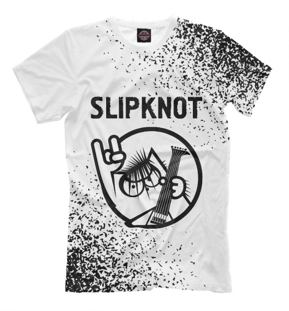 Мужская футболка с изображением Slipknot + Кот цвета Белый
