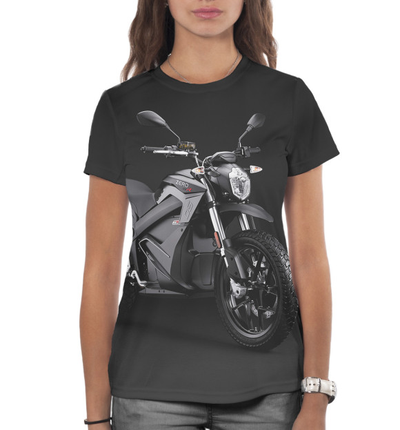 Женская футболка с изображением Мотоцикл цвета Белый
