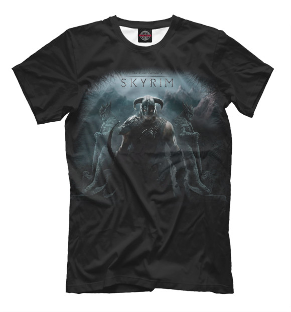Мужская футболка с изображением Skyrim цвета Черный