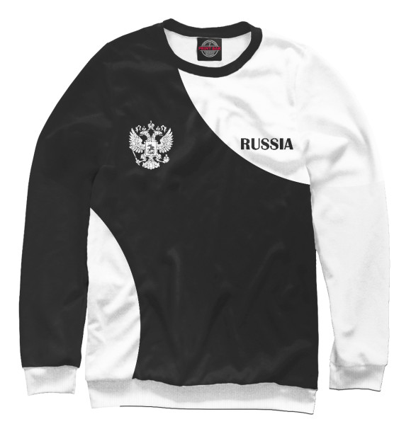 Женский свитшот с изображением Russia Black&White цвета Белый