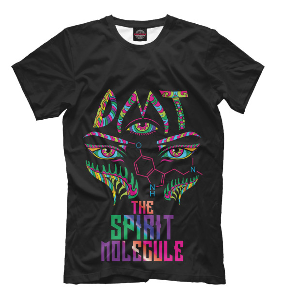Мужская футболка с изображением Молекула духа цвета Черный