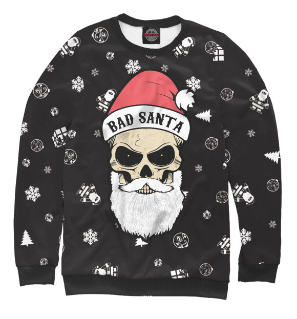 Мужской свитшот с изображением Bad Santa цвета Белый