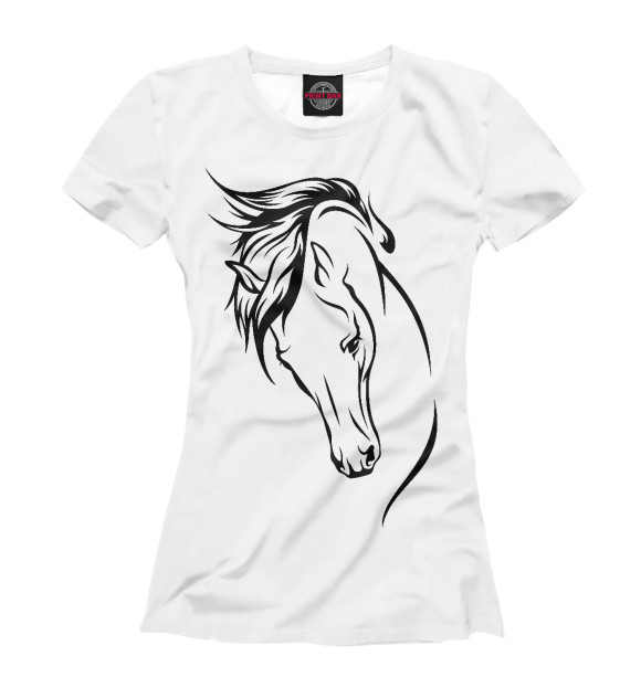 Женская футболка с изображением Лошадь на белоснежном фоне цвета Белый