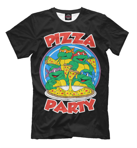 Мужская футболка с изображением Pizza Party цвета Черный