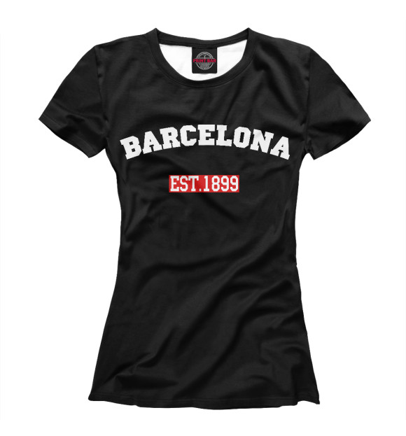 Женская футболка с изображением FC Barcelona Est.1899 цвета Белый