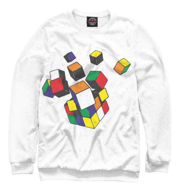Мужской свитшот с изображением Кубик Рубика цвета Белый