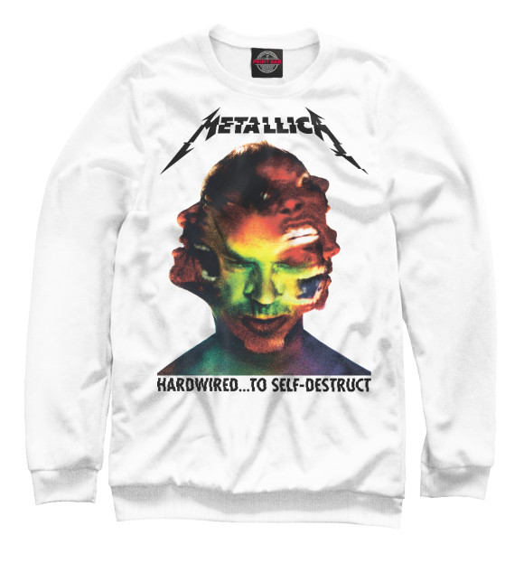 Мужской свитшот с изображением Metallica Hardwired цвета Белый