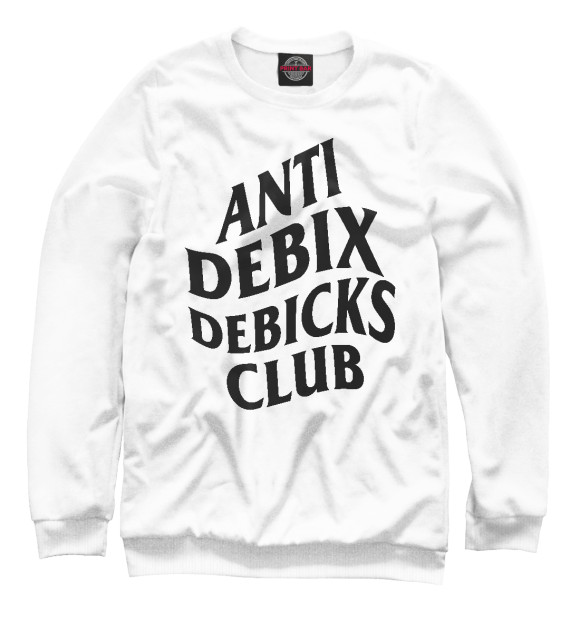 Мужской свитшот с изображением Anti debix debicks club цвета Белый
