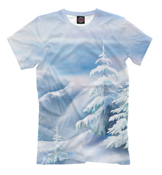 Мужская футболка Зимние горы