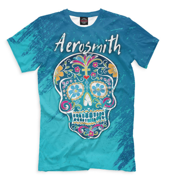 Мужская футболка с изображением Aerosmith цвета Грязно-голубой