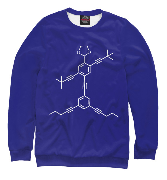 Мужской свитшот с изображением Химия Нанопуты Синий фон цвета Белый