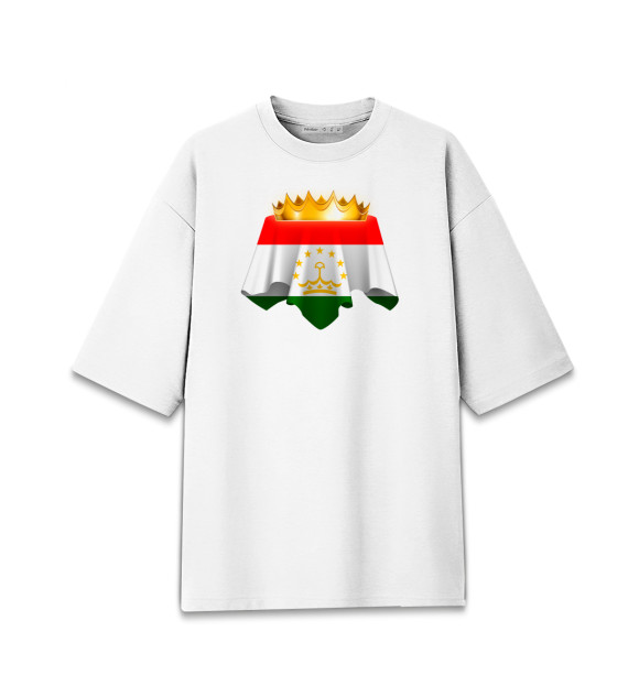 Мужская футболка оверсайз с изображением Таджикистан цвета Белый