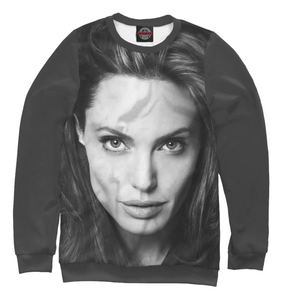 Женский свитшот с изображением Анджелина Джоли цвета Белый