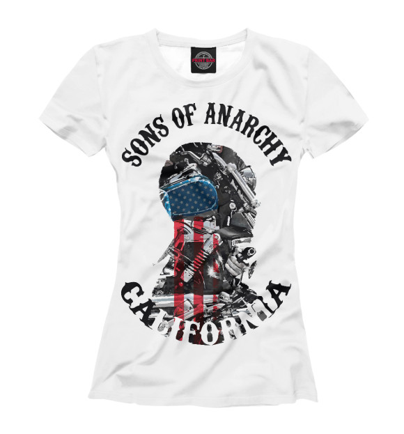 Женская футболка с изображением Сыны анархии цвета Белый