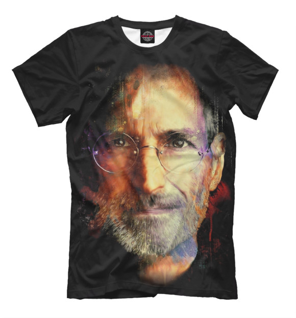 Мужская футболка с изображением Стив Джобс цвета Черный