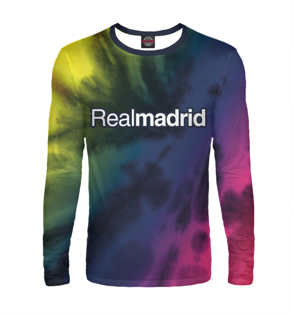 Мужской лонгслив с изображением Реал Мадрид - Tie-Dye цвета Белый