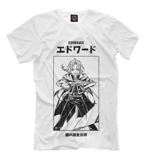 Мужская футболка с изображением Fullmetal Alchemist цвета Белый