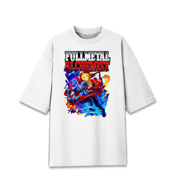 Мужская футболка оверсайз с изображением Fullmetal Alchemist цвета Белый