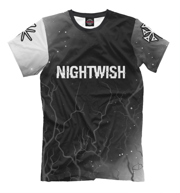 Мужская футболка с изображением Nightwish Glitch Black цвета Белый