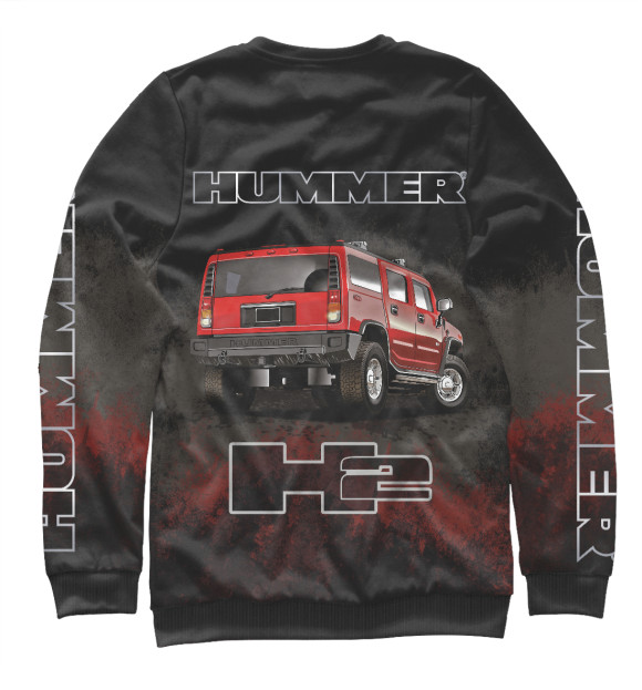 Мужской свитшот с изображением Hummer H2 на черном цвета Белый