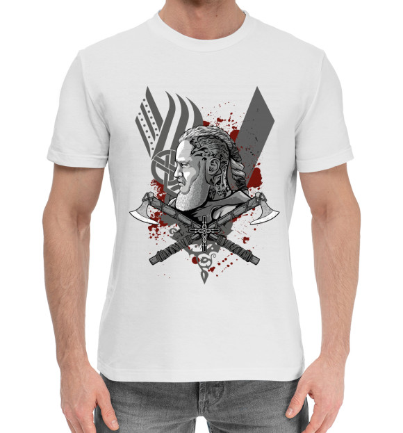 Мужская хлопковая футболка с изображением Ragnar цвета Белый