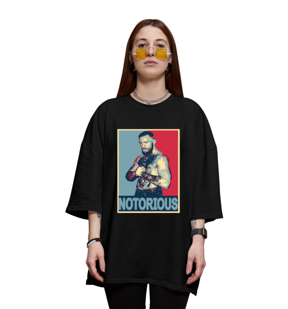 Женская футболка оверсайз с изображением Conor McGregor цвета Черный