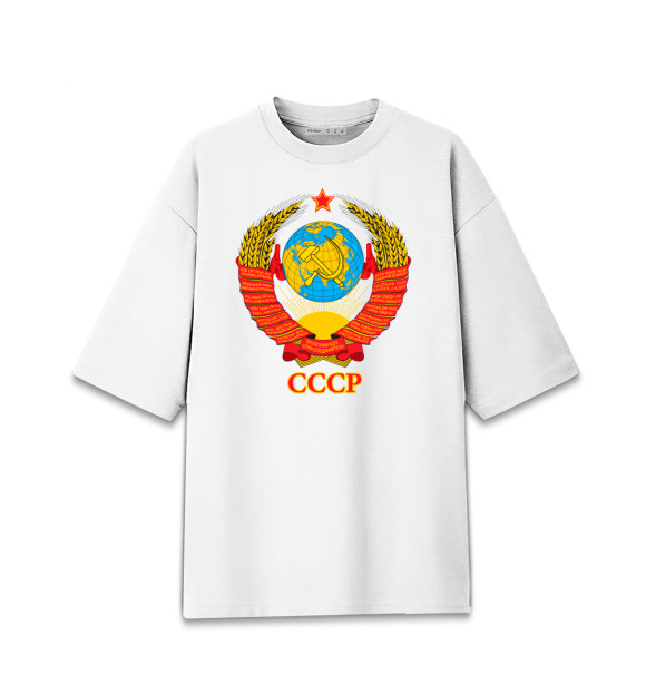 Мужская футболка оверсайз с изображением Герб СССР цвета Белый