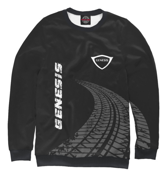 Мужской свитшот с изображением Genesis Speed Tires на темном цвета Белый