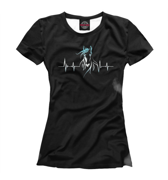 Женская футболка с изображением Horse Heartbeat цвета Белый