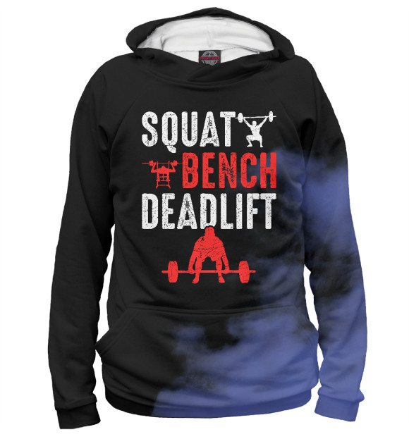 Женское худи с изображением Squat Bench Deadlift Gym цвета Белый