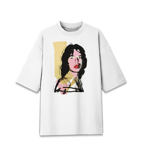 Женская футболка оверсайз с изображением Andy Warhol Mick Jagger цвета Белый