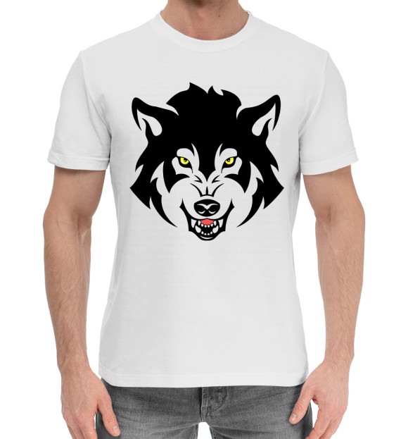 Мужская хлопковая футболка с изображением Волки цвета Белый