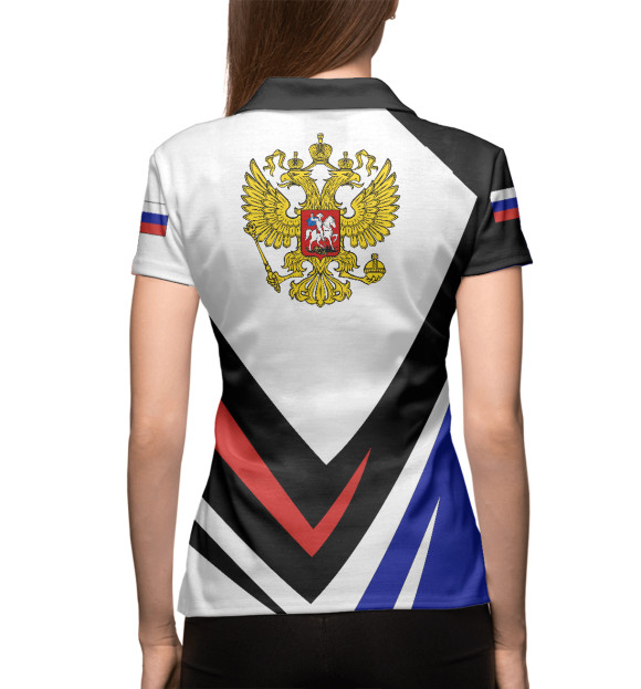 Женское поло с изображением Россия - флаг на рукавах цвета Белый