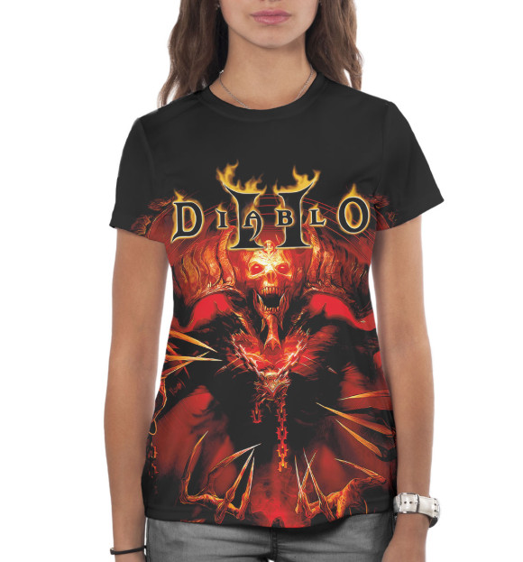 Женская футболка с изображением Diablo II цвета Белый