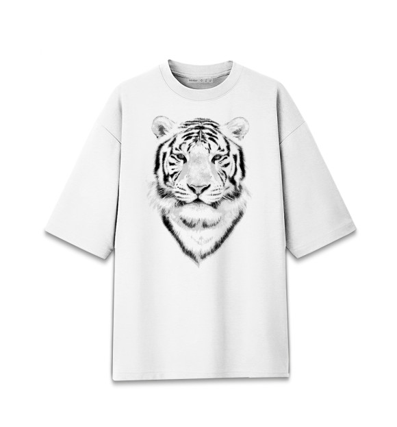 Мужская футболка оверсайз с изображением Год Тигра цвета Белый