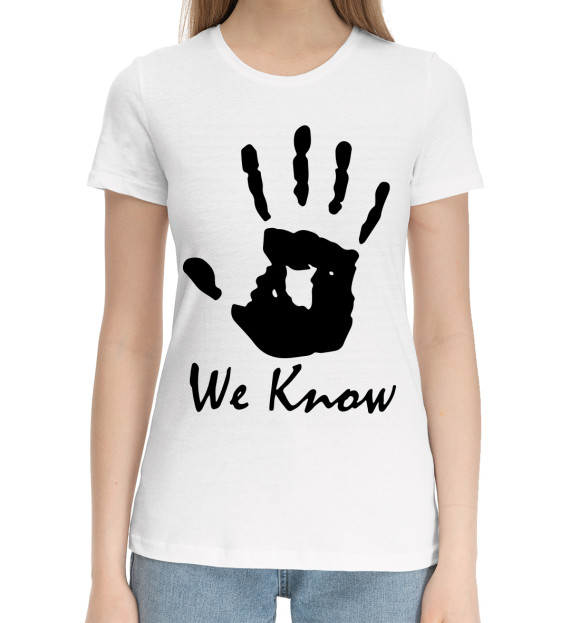 Женская хлопковая футболка с изображением Темное братсво цвета Белый
