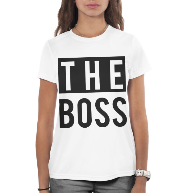 Женская футболка с изображением The boss цвета Белый