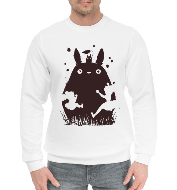 Мужской хлопковый свитшот с изображением Totoro цвета Белый