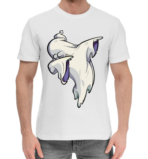 Мужская хлопковая футболка с изображением Ghost dab цвета Белый