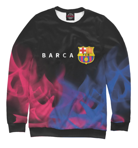Мужской свитшот с изображением Barcelona / Барселона цвета Белый