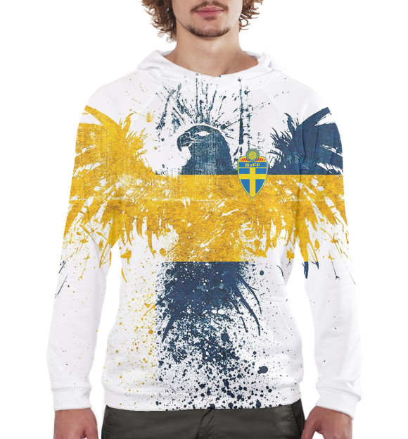Мужское худи с изображением Сборная Швеции цвета Белый