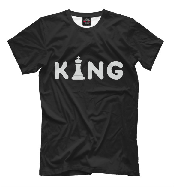 Мужская футболка с изображением Король Шахмат цвета Белый