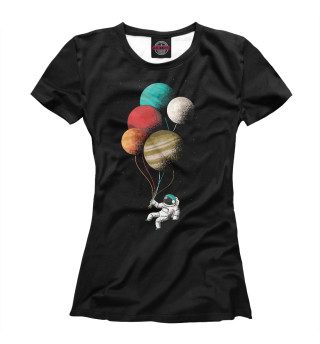 Футболка для девочек Астронавт с шариками
