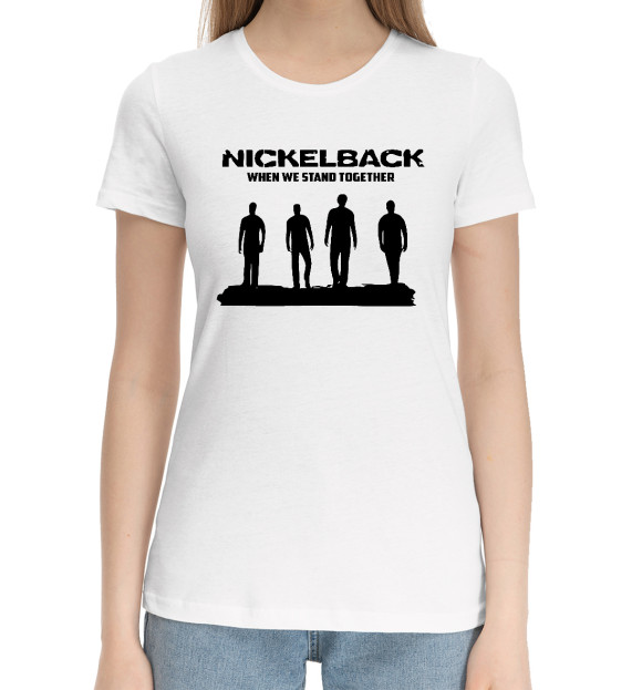 Женская хлопковая футболка с изображением Nickelback цвета Белый