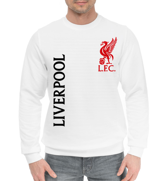 Мужской хлопковый свитшот с изображением Liverpool цвета Белый